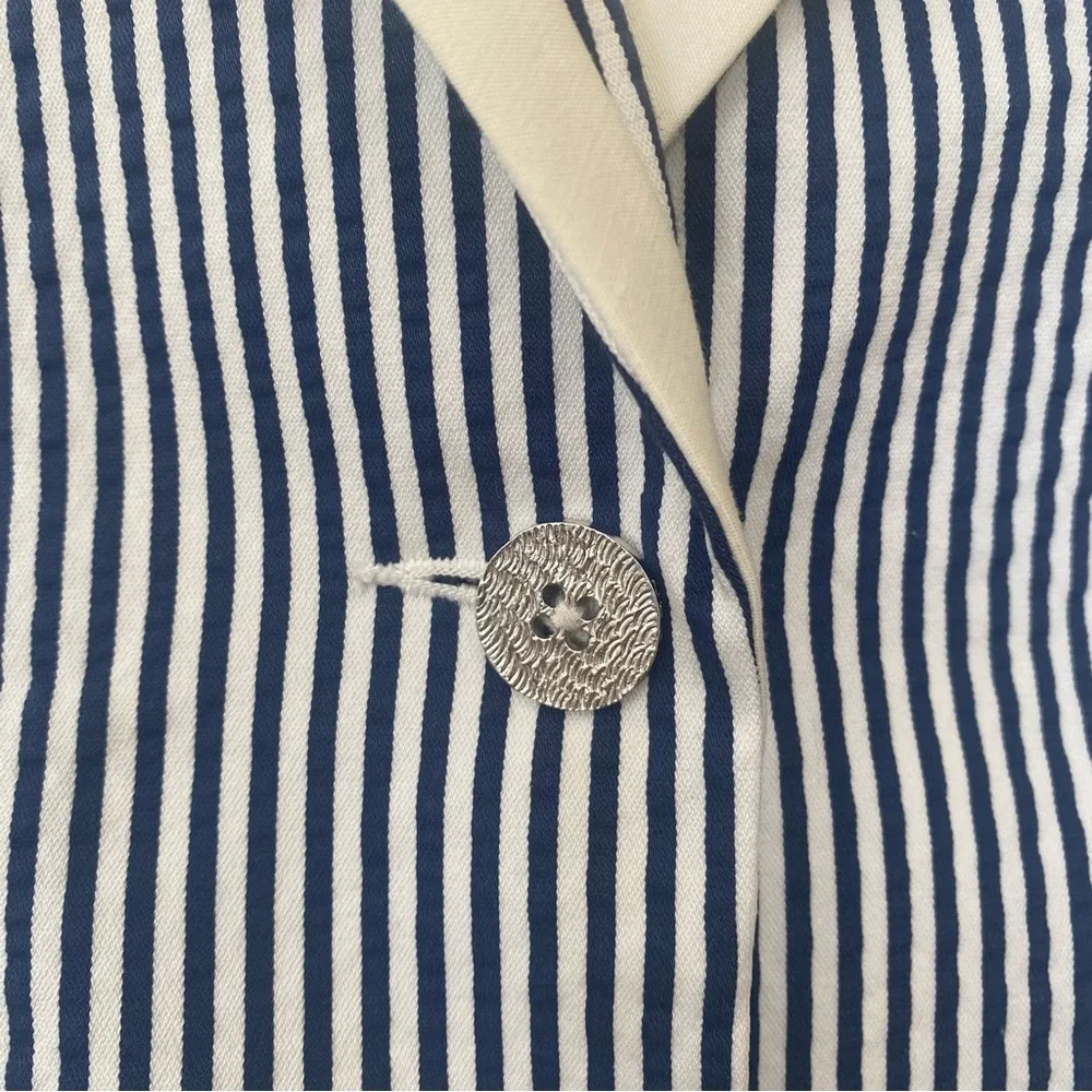 St. John Navy and White Striped Blazer - Picture 2 of 10